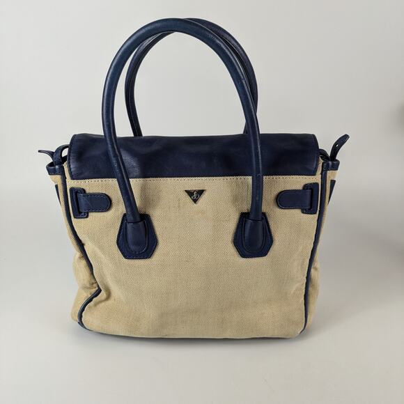 Sam Edelman Sylvia Purse Handbag Navy Blue Rare Embroidered Beads Leather Jute - Picture 3 of 16